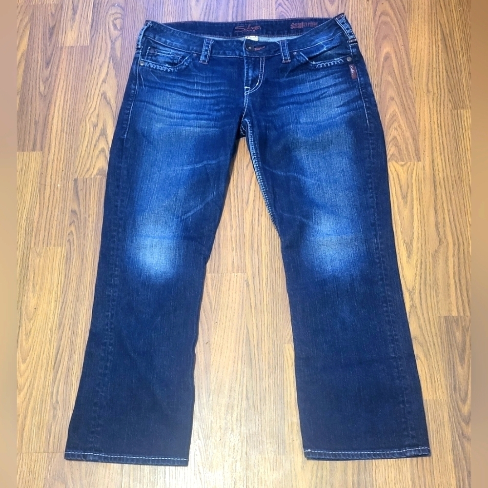 Silver Jeans Santorini Dark Wash Blue Denim Relaxed Fit Staight W30 L25 B33